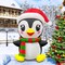 GOOSH 5FT Christmas Penguin Inflatable with Santa Hat, Scarf, and LED Lights